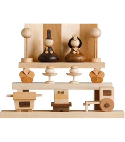 Amazon | 雛人形 コンパクト おしゃれ インテリア 木製 組み木 ミニ